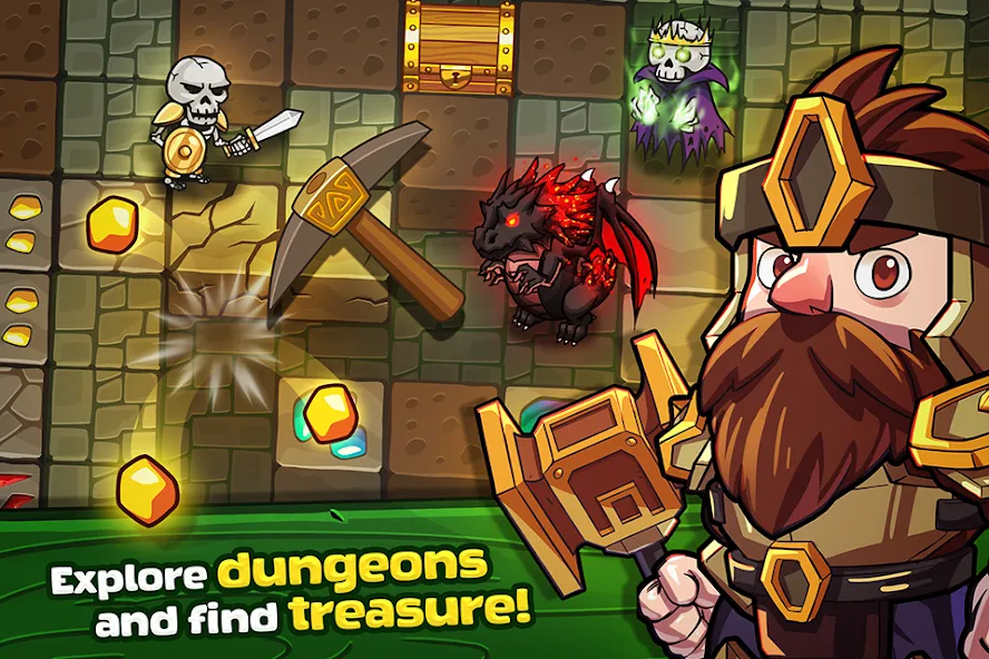 Mine Quest: Battle Dungeon RPG (Майн Квест)  [МОД Много монет] Screenshot 1