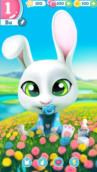 Bu Bunny - Cute pet care game  [МОД Бесконечные монеты] Screenshot 1