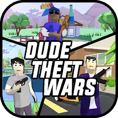 Скачать взлом Dude Theft Wars Shooting Games (Дуд Тефт Варс)  [МОД Все открыто] на Андроид