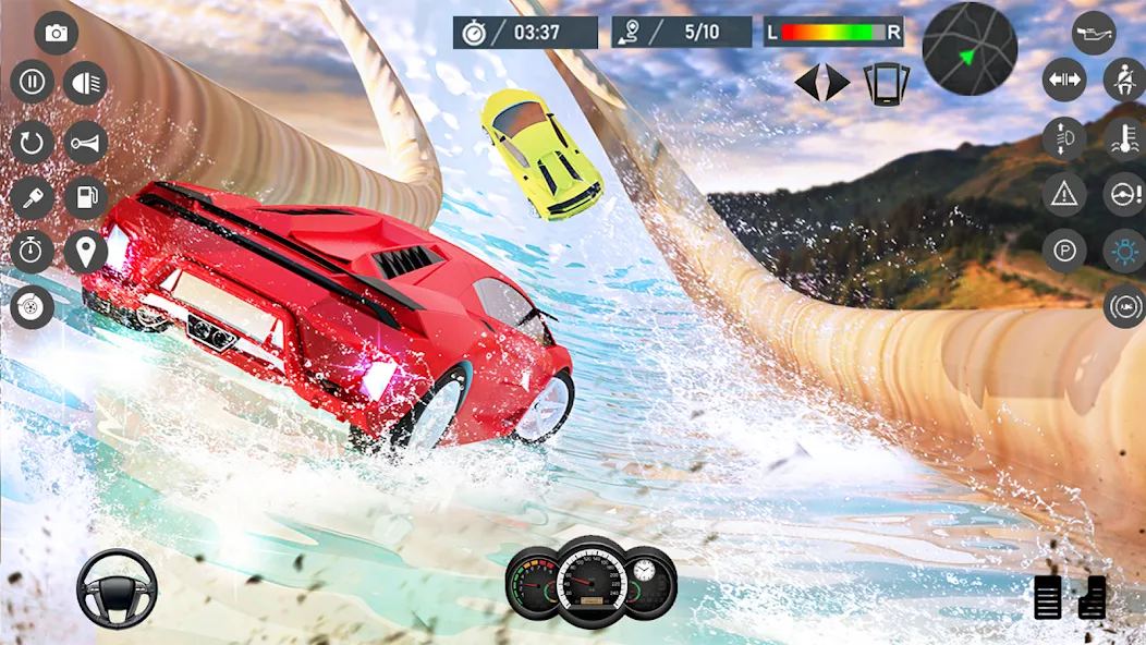 Water Slide Car Race games (Ватер Слайд Кар Рейс игры)  [МОД Много денег] Screenshot 1