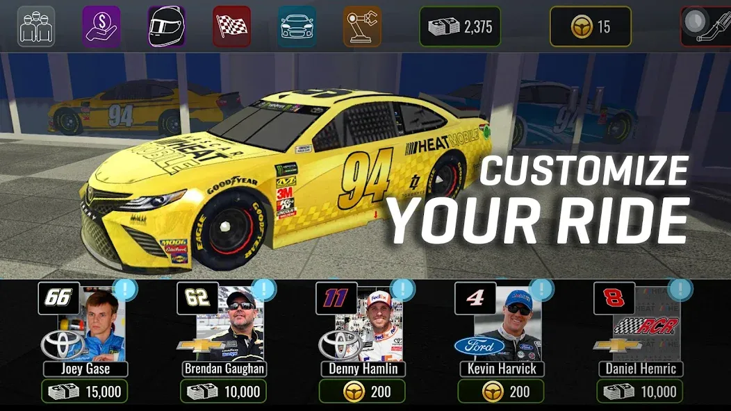 NASCAR Heat Mobile (НАСКАР Хит Мобилай)  [МОД Menu] Screenshot 2