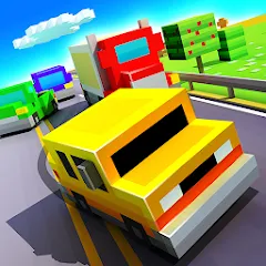 Скачать взлом Blocky Highway: Traffic Racing (Блоки Хайвей)  [МОД Много монет] на Андроид