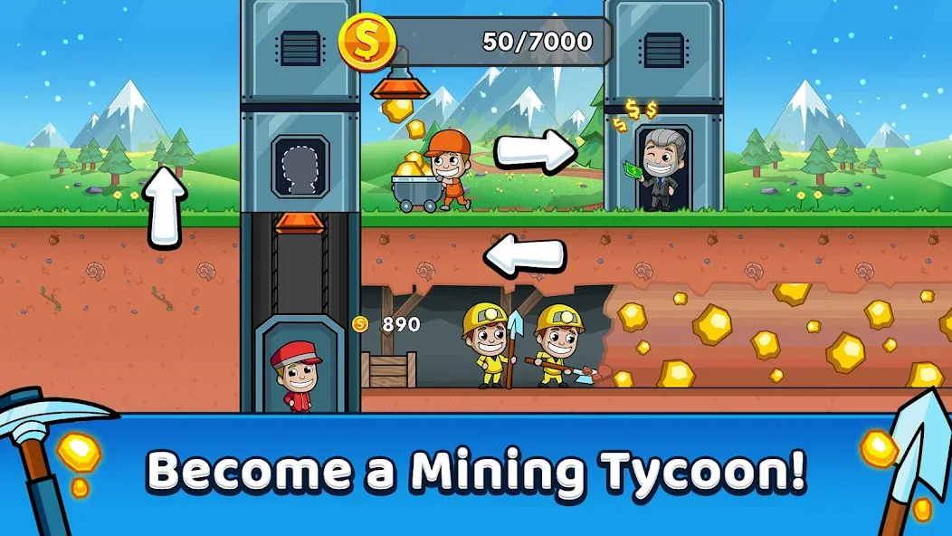 Idle Miner Tycoon: Gold Games  [МОД Бесконечные деньги] Screenshot 1