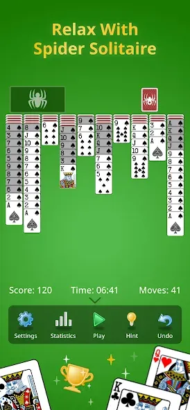 Spider Solitaire Classic  [МОД Много денег] Screenshot 1