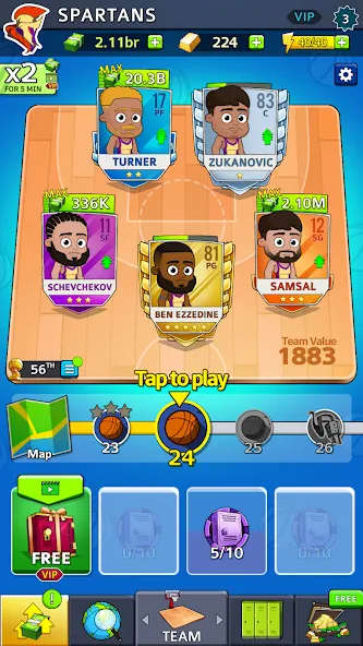 Idle Five Basketball tycoon (Айдл Файв Баскетбольный тайкун)  [МОД Unlimited Money] Screenshot 3