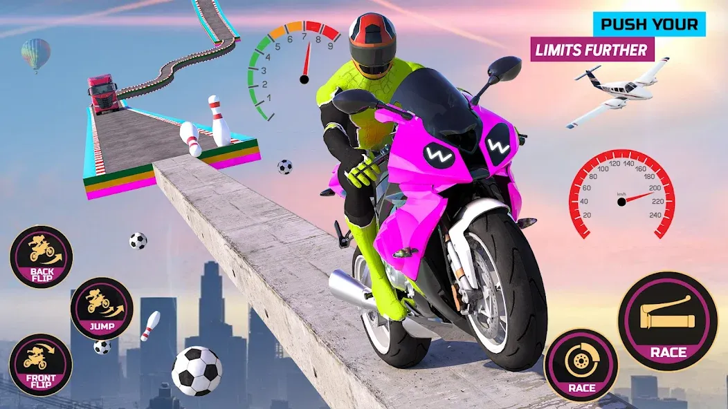 Racing Bike Stunt Games Master (Гонки на мотоциклах Мастер игр в трюки)  [МОД Mega Pack] Screenshot 1