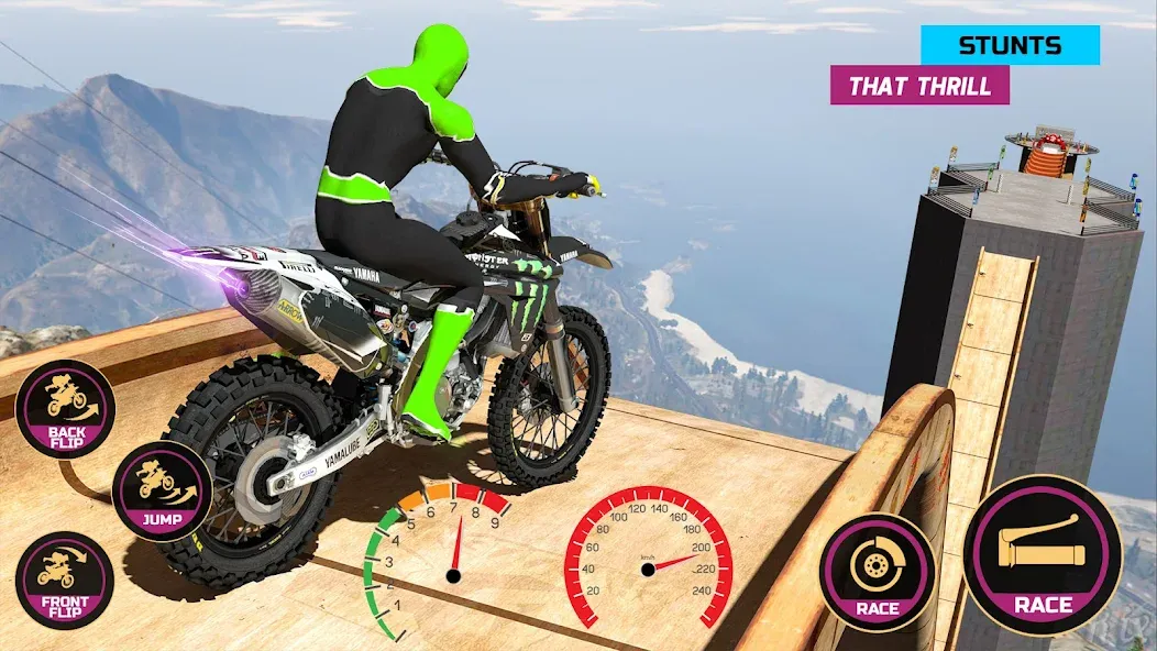 Racing Bike Stunt Games Master (Гонки на мотоциклах Мастер игр в трюки)  [МОД Mega Pack] Screenshot 2