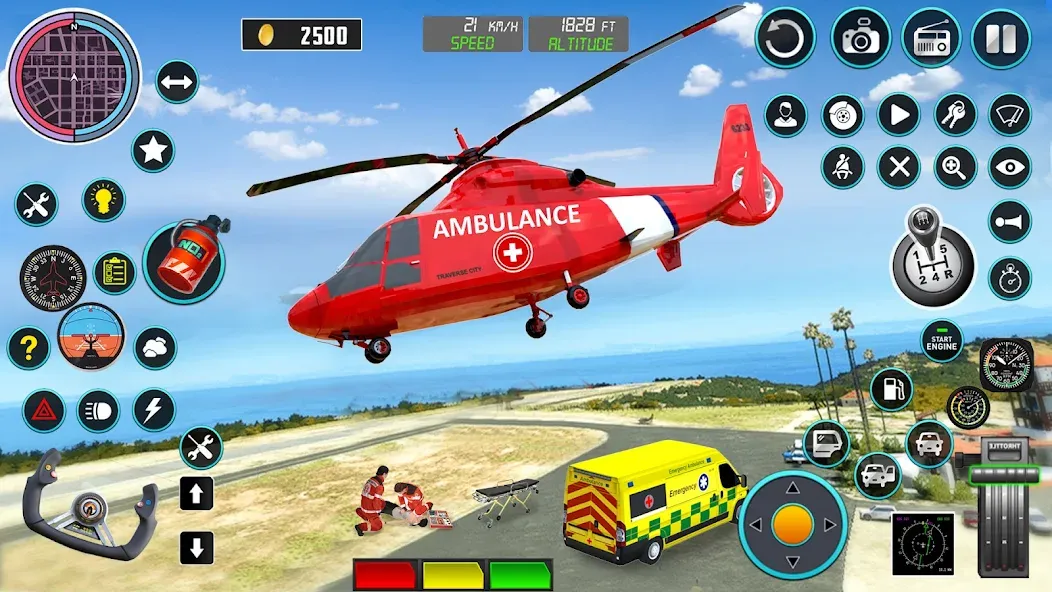 Heli Ambulance Simulator Game  [МОД Бесконечные монеты] Screenshot 2