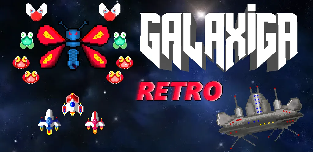 Galaxiga Retro Arcade Action (Галаксига Ретро Аркейд Экшн)  [МОД Menu] Screenshot 1