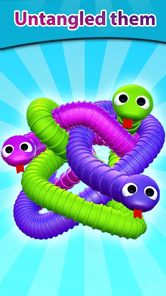 Tangled Snakes Puzzle Game (Танглед Снейк 3Д)  [МОД Бесконечные монеты] Screenshot 1