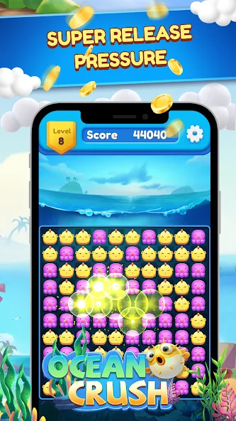 Ocean Crush-Matching Games (Оушен Краш)  [МОД Много монет] Screenshot 5