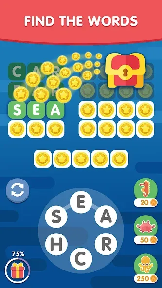 Word Search Sea: Word Puzzle  [МОД Все открыто] Screenshot 1