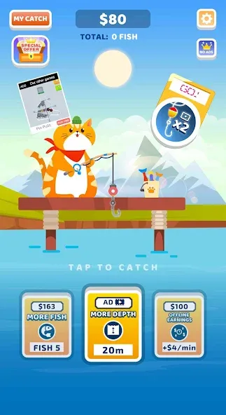 Idle Furry Fishing!  [МОД Все открыто] Screenshot 1