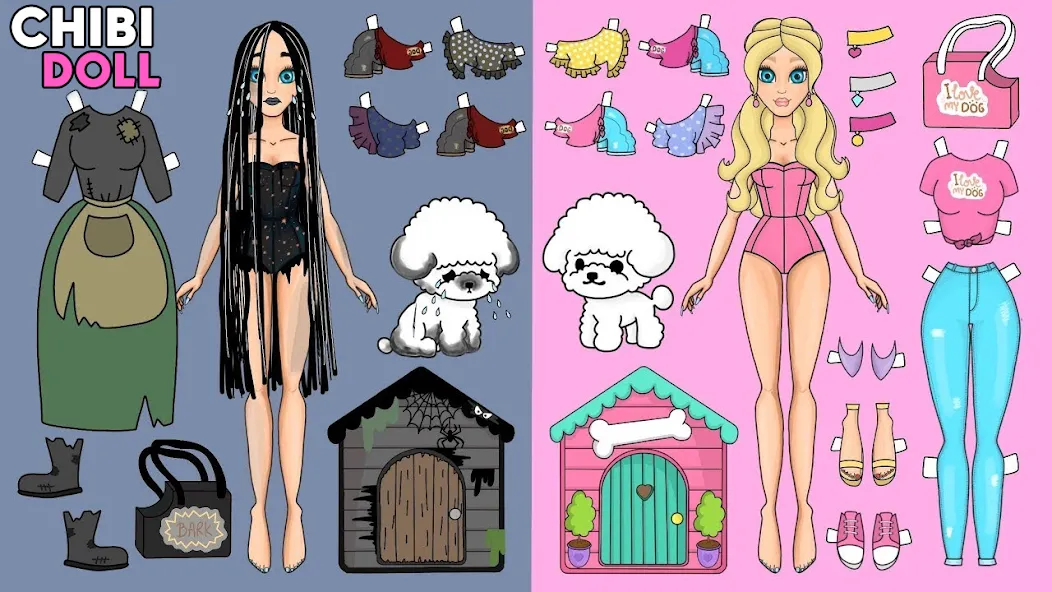 Chibi Dolls Dress Up Games (Чиби Куклы Игра в Одевание)  [МОД Много денег] Screenshot 1