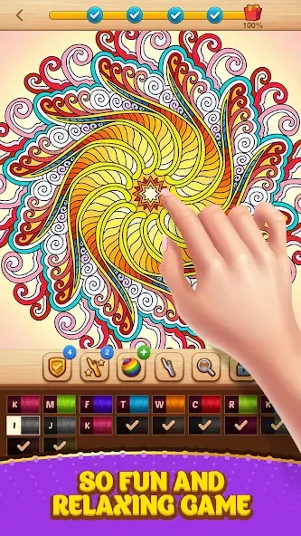 Cross Stitch Coloring Mandala (Кроссстиль раскрашивание мандала)  [МОД Много денег] Screenshot 3