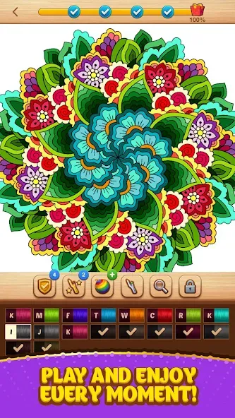 Cross Stitch Coloring Mandala (Кроссстиль раскрашивание мандала)  [МОД Много денег] Screenshot 5