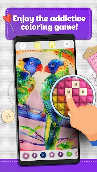 Cross Stitch Coloring Art (Кроссстич окрашивание искусства)  [МОД Menu] Screenshot 1