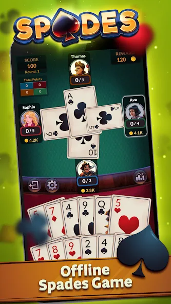 Spades - Offline Card Games (Спейдс)  [МОД Меню] Screenshot 1