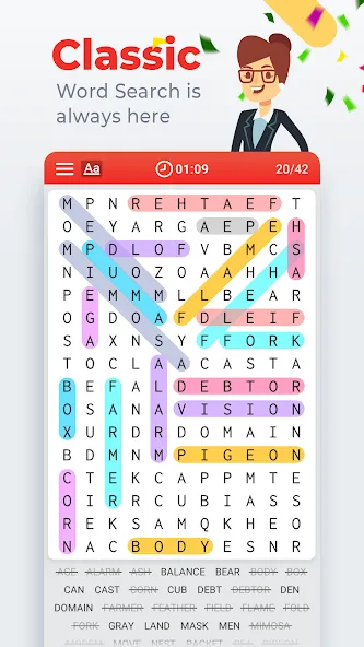 Word Search Colorful  [МОД Бесконечные монеты] Screenshot 1