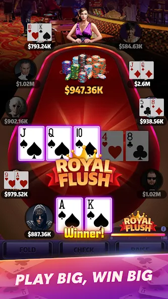 Mega Hit Poker: Texas Holdem (Мега Хит Покер)  [МОД Бесконечные монеты] Screenshot 2