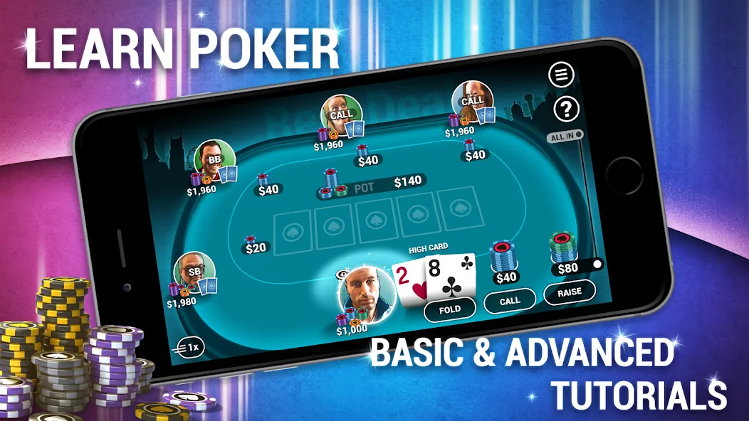 Learn How To Play Texas Poker  [МОД Бесконечные монеты] Screenshot 1