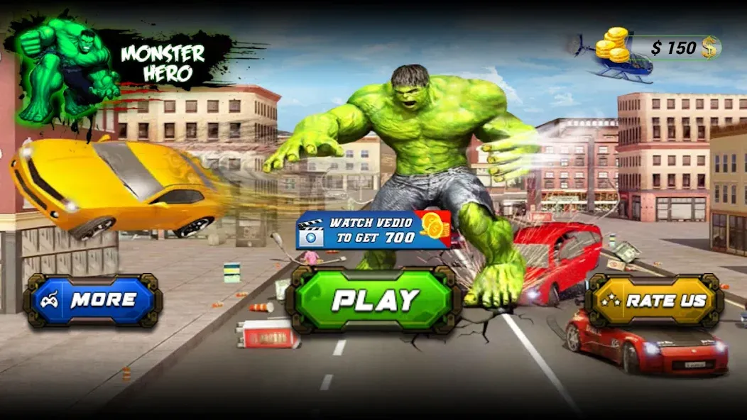 Monster Superhero: Green Fight  [МОД Бесконечные монеты] Screenshot 1