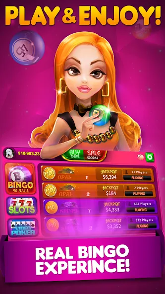 Bingo 90 Live : Vegas Slots (Бинго 90 Лайв)  [МОД Много монет] Screenshot 1